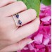 Λευκόχρυσο δαχτυλίδι Κ18 με ορυκτά ζαφείρια και brilliant